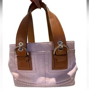 Coach Lilac and Brown Leather-Trim Tote Bag